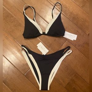LSPACE swim top black & white size Small